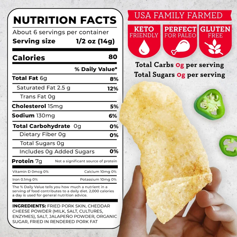 4505 Jalapeno Cheddar Pork Rinds, 3oz 