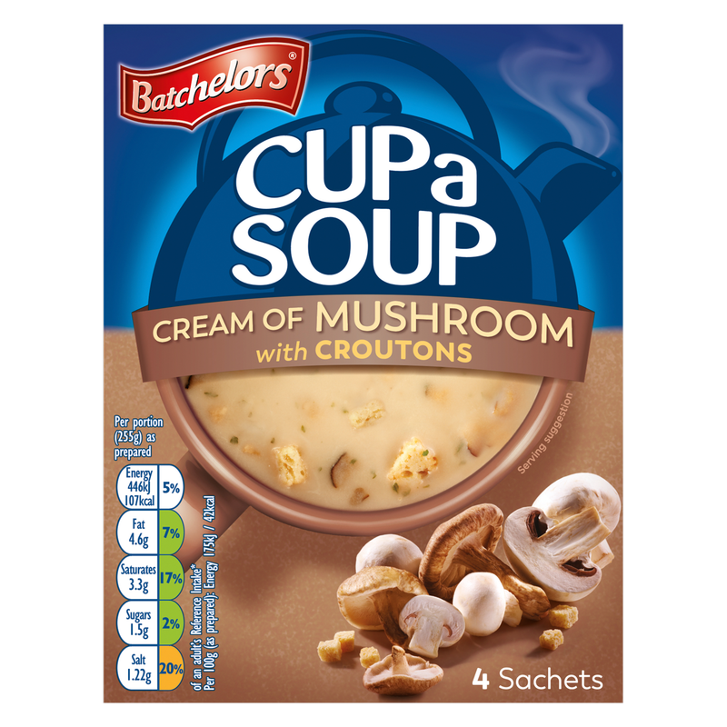 Batchelors Cup a Soup Cream of Mushroom with Croutons, 4pcs