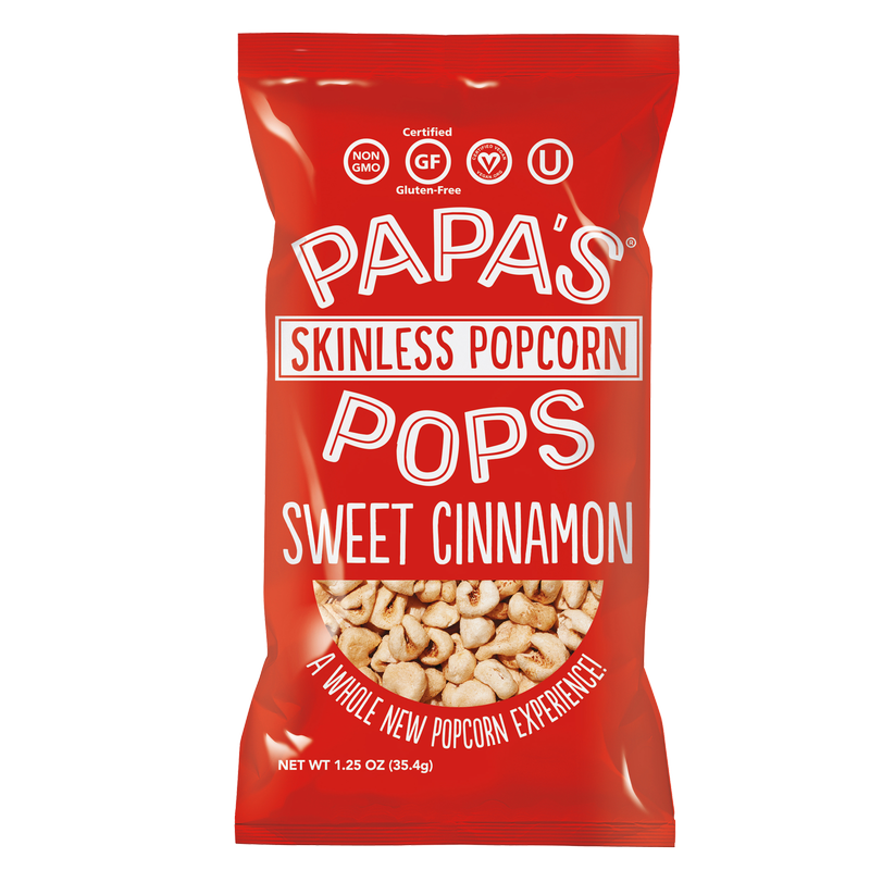 Papa's Pops Skinless Popcorn Sweet Cinnamon 1.25oz Bag