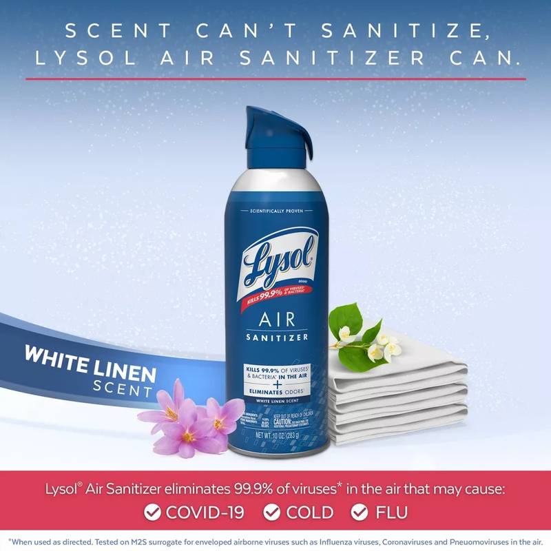 Lysol Air Sanitizer, White Linen, 10 oz