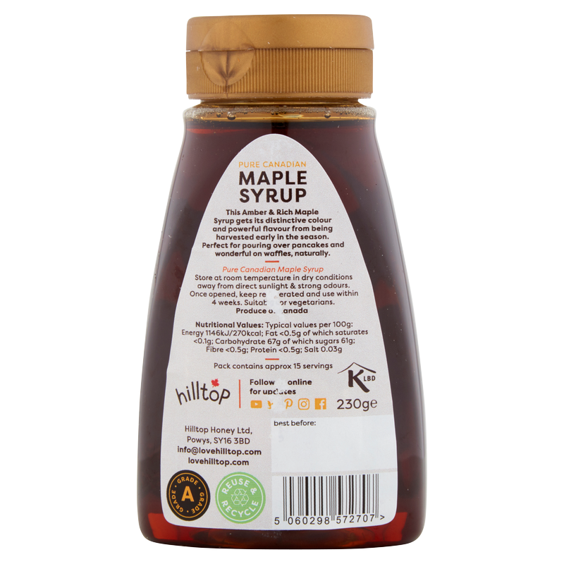 Hilltop Grade A Amber Maple Syrup, 230g