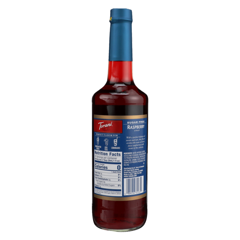 Torani Sugar Free Raspberry Syrup 750mL Btl