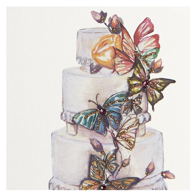 NIQUEA.D "Butterfly Cake" Wedding Card 5x7"