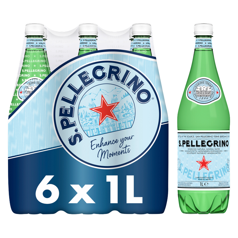 San Pellegrino Sparkling Water, 6 x 1L