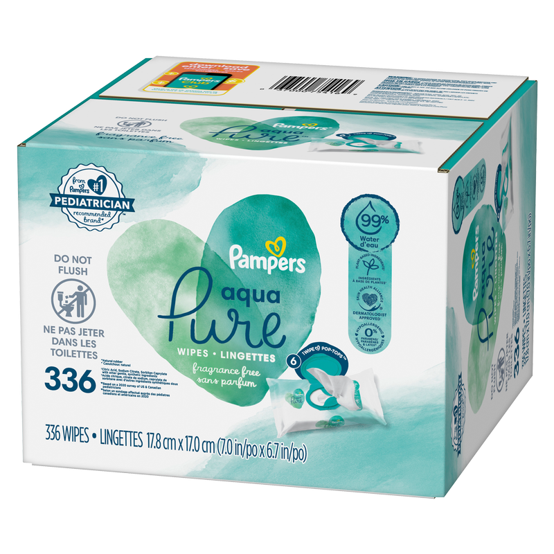 Pampers Aqua Pure Sensitive Baby Wipes 6X Pop Top 336ct