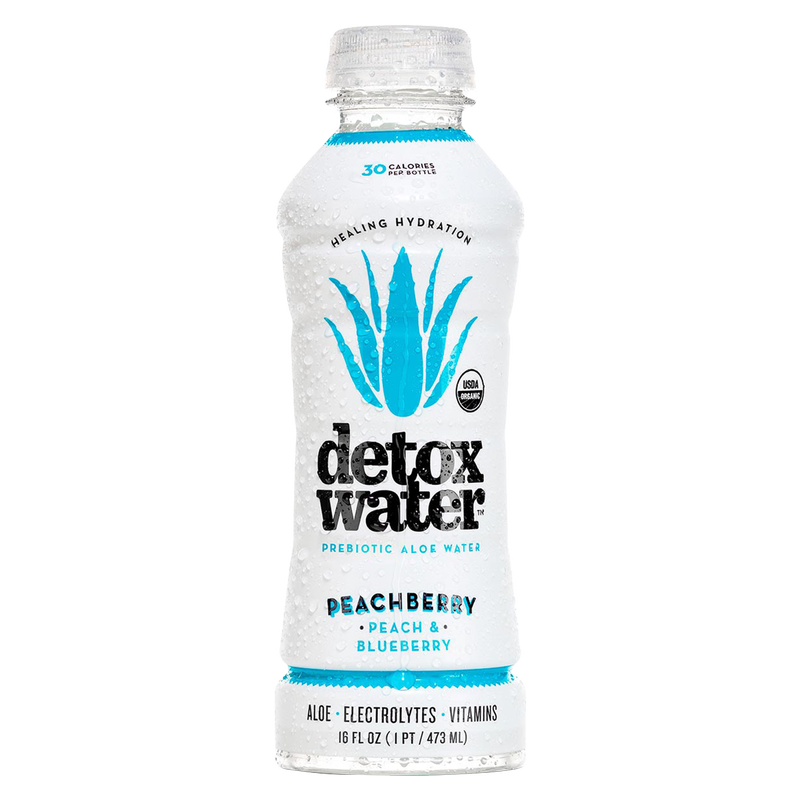 Detoxwater Peach & Blueberry Prebiotic Aloe Infused Water 16oz