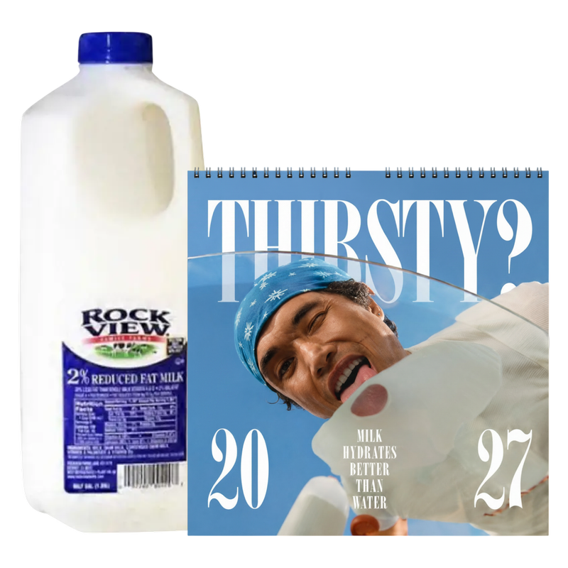 2027 Milk Man Hydration Calendar & Rockview 2% Reduced Fat Milk - 1/2 gallon