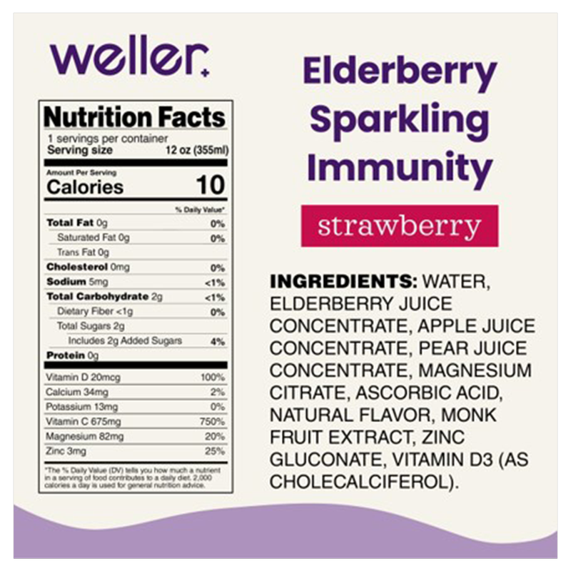 Weller Elderberry Strawberry Sparkling Immunity 12oz Can