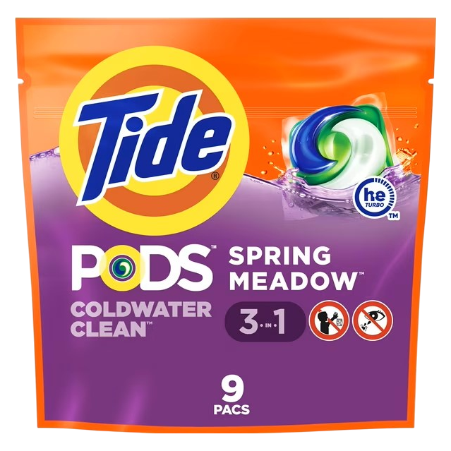Tide PODs Laundry Detergent, HE, Spring Meadow Scent, 9ct