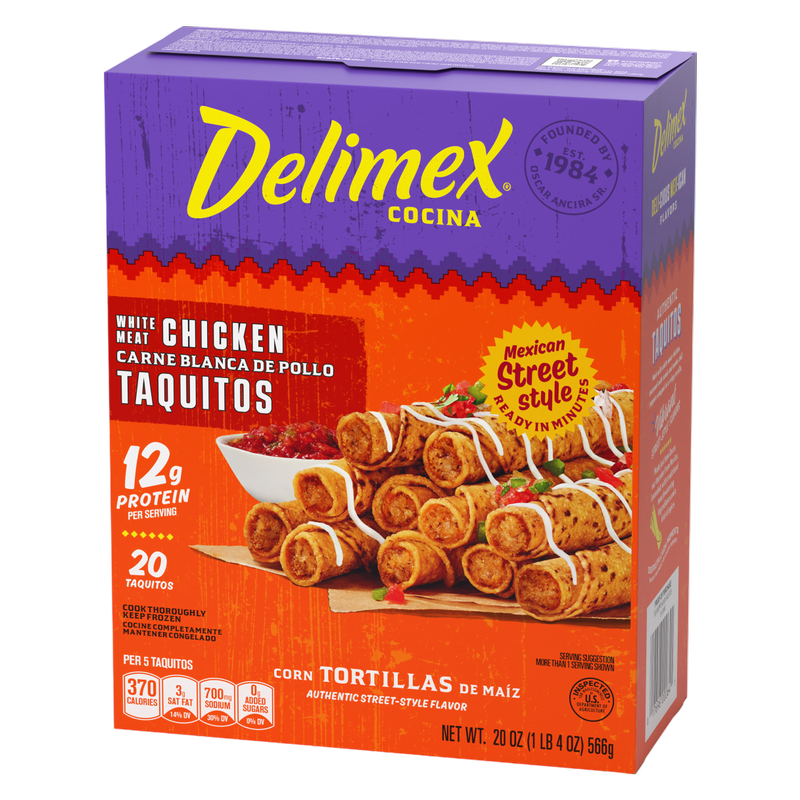 Delimex White Meat Chicken Taquitos Frozen Snacks, 20ct