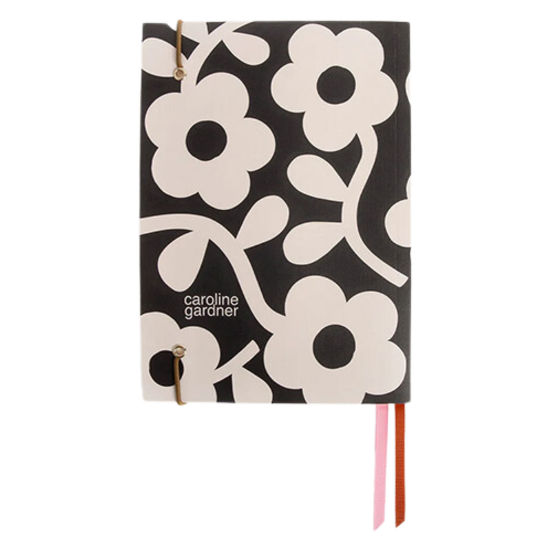Caroline Gardner Charcoal Mono Flower A5 Notebook, 1pcs