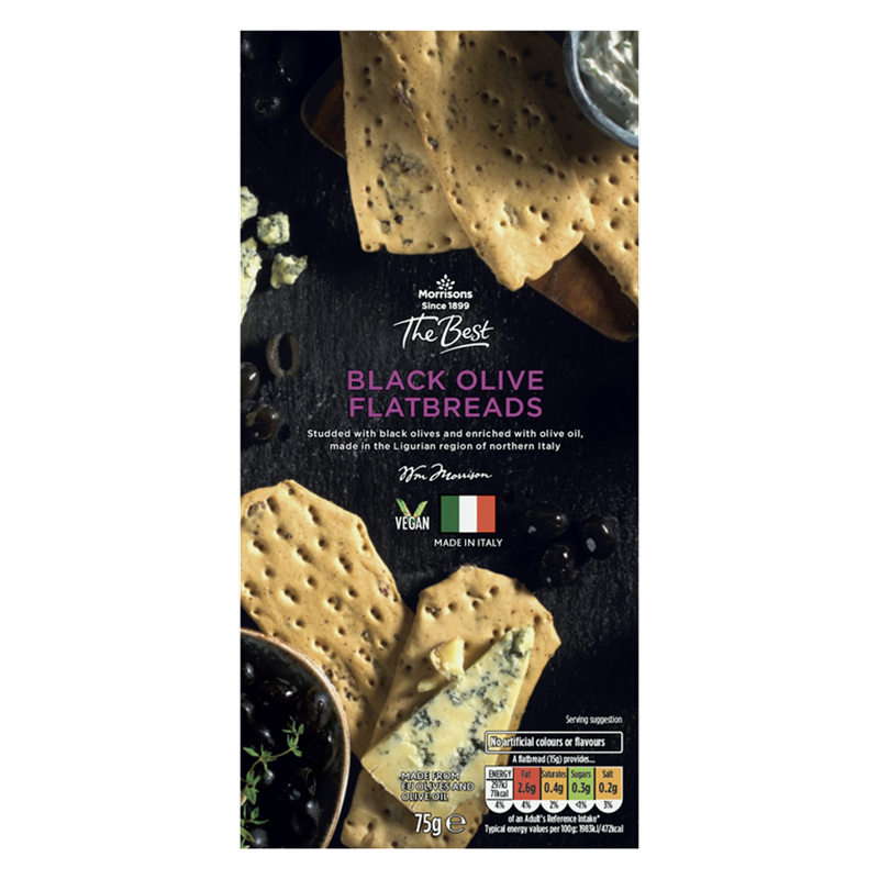 Morrisons The Best Black Olive Flatbread, 75g