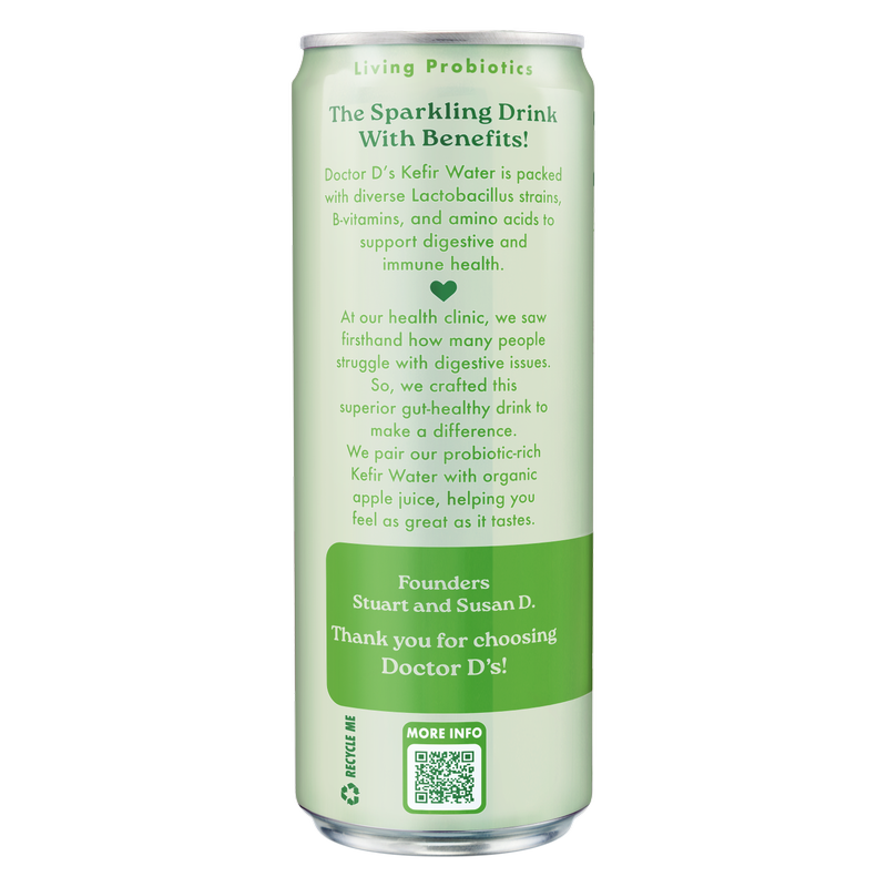 Doctor D's Crisp Apple Sparkling Probiotic Drink 12oz Can