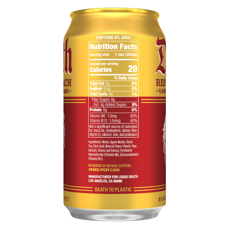 Liquid Death Rest In Peach Iced Tea 12pk 12oz Can