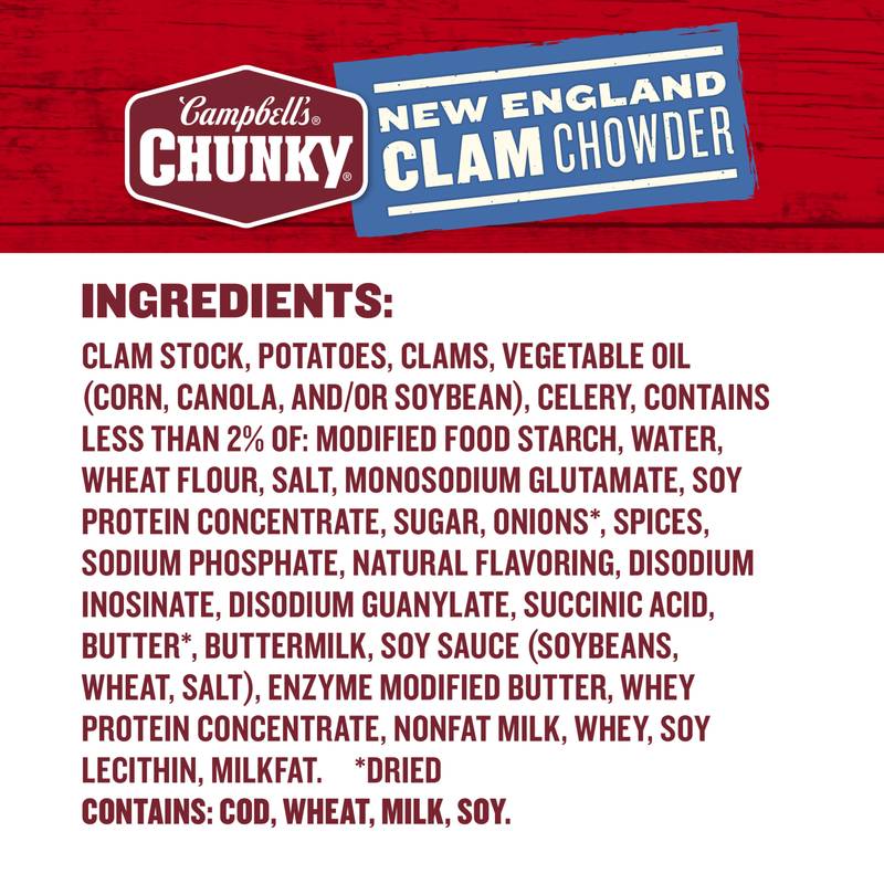 Campbell's Chunky New England Clam Chowder Soup 18.8oz