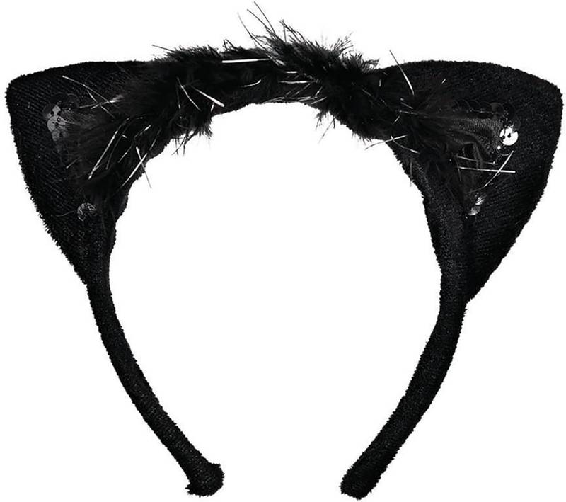Fancy Black Cat Ears Headband