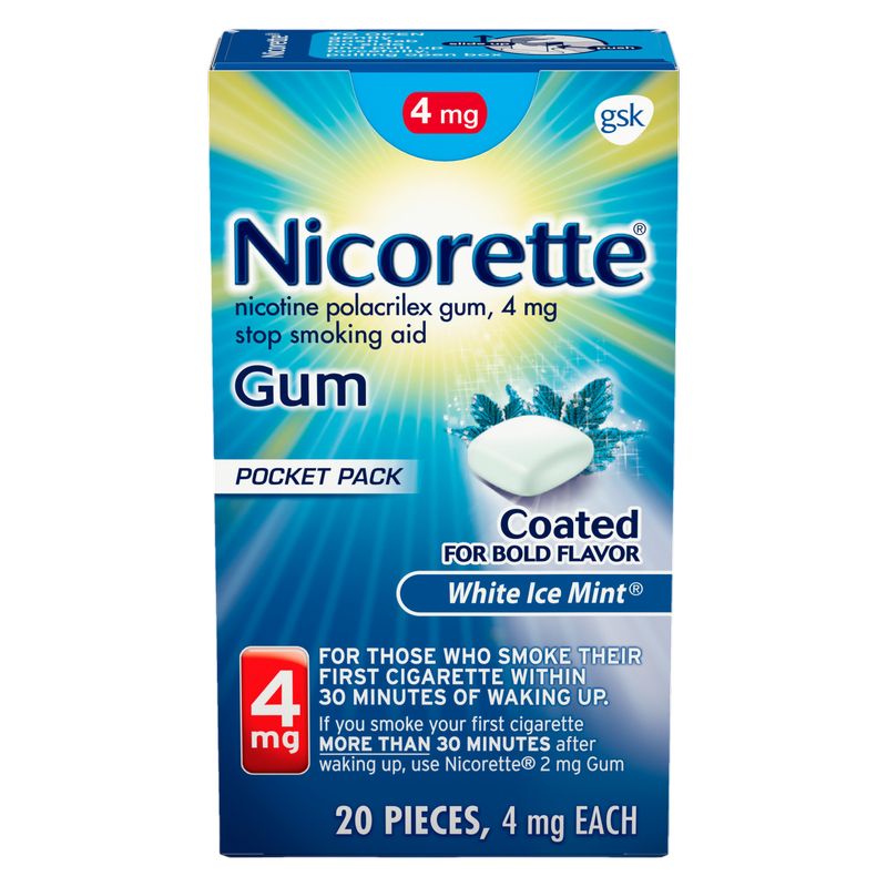 Nicorette White Ice Mint Nicotine Gum to Stop Smoking 20ct 4mg
