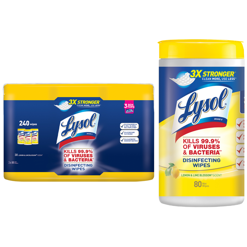 Lysol Lemon & Lime Blossom Scent Disinfecting Wipes 80ct 3pk
