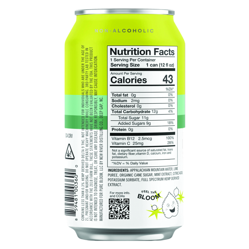 Pure Bloom Lime Mojito 5mg THC Seltzer 4pk 12oz Cans