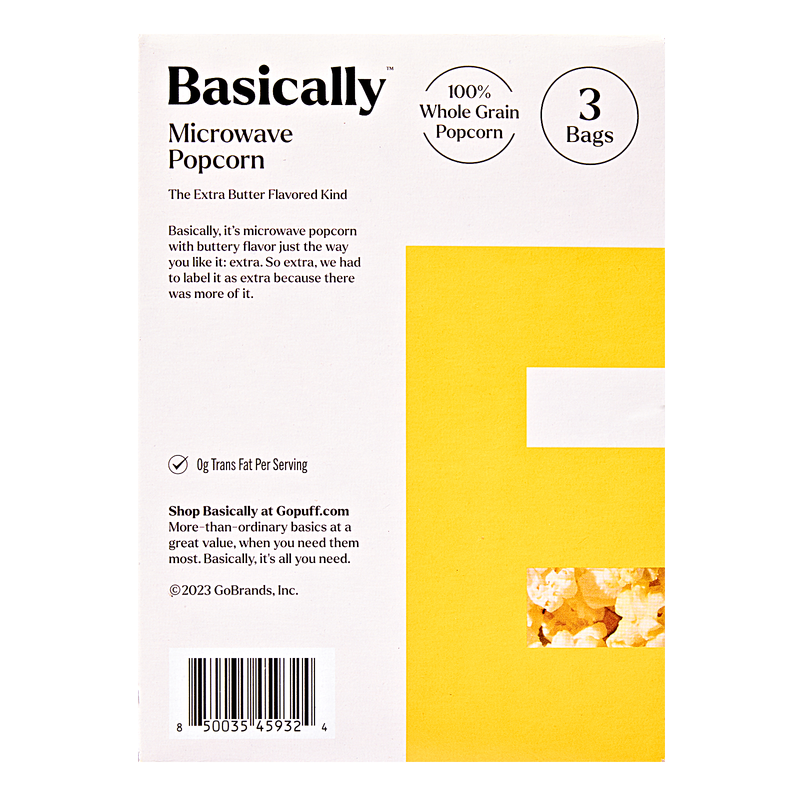Basically 3ct Microwave Extra Butter Popcorn