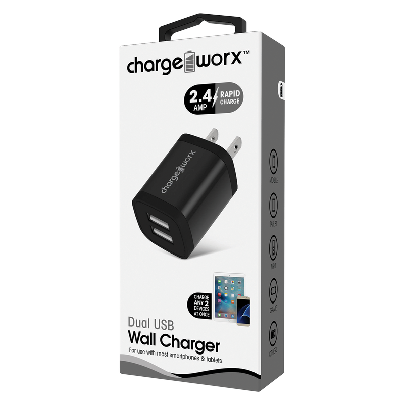 Chargeworx 2.4 Dual USB Wall Charger Black
