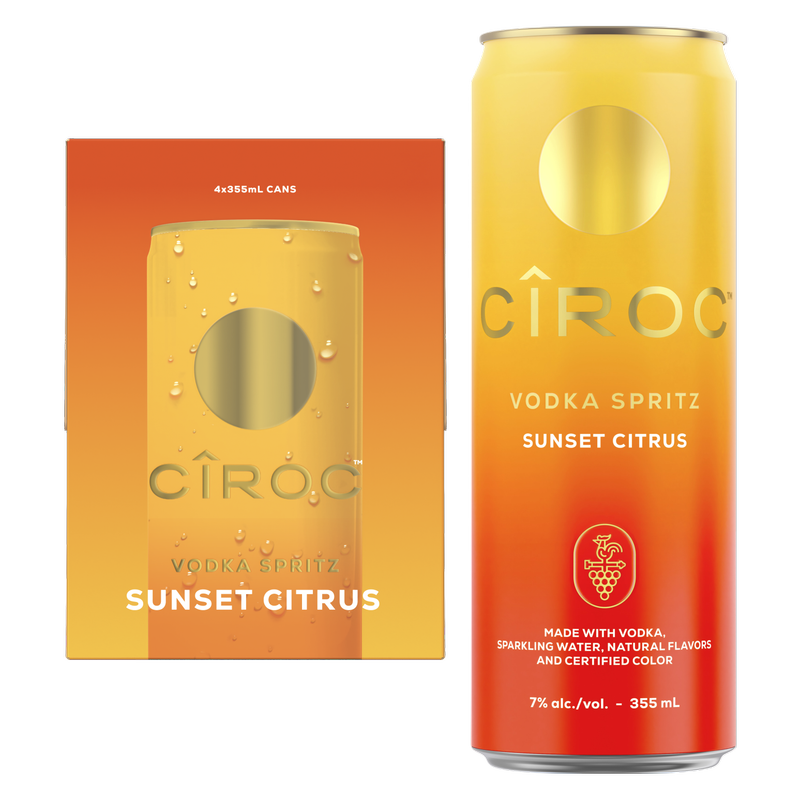 Ciroc Vodka Spritz Sunset Citrus 12oz 4pk 5% ABV
