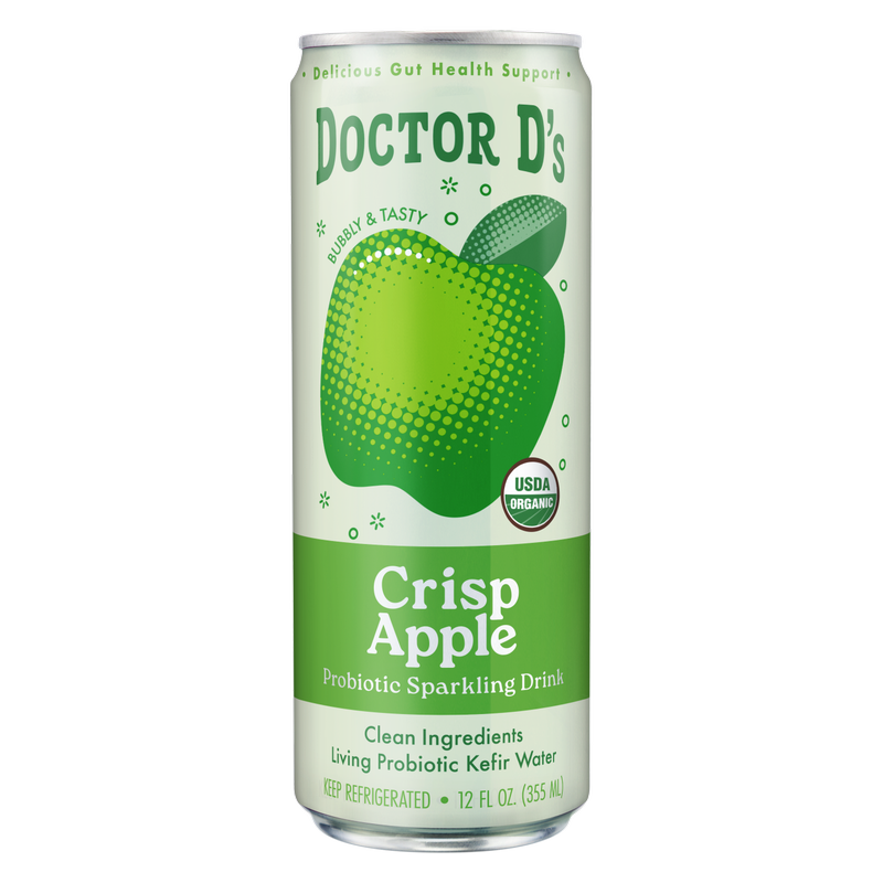 Doctor D's Crisp Apple Sparkling Probiotic Drink 12oz Can
