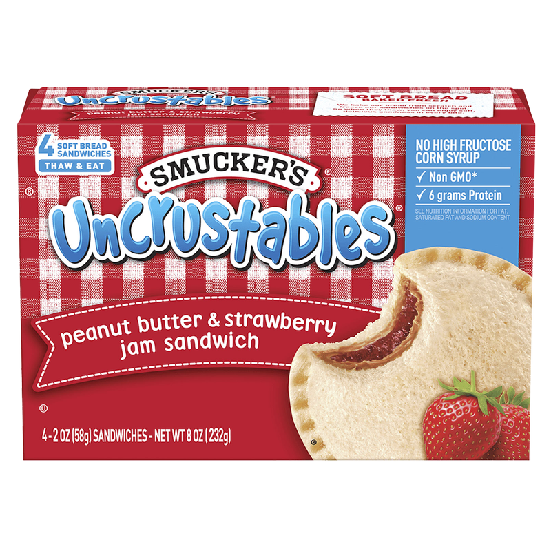 Smucker Uncrustables Peanut Butter & Strawberry Jam Frozen Sandwich 4ct