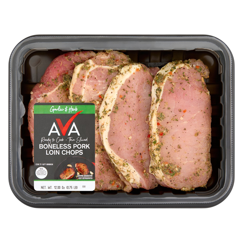 Garlic Herb Seasoned Boneless Pork Chops - 12oz