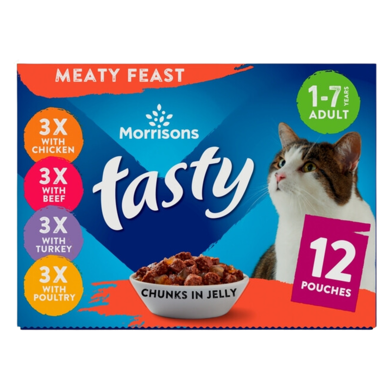 Morrisons Cat Food Meat Selection In Jelly, 12 x 100g