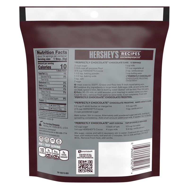 HERSHEY'S Natural Unsweetened Cocoa Powder Resealable Pouch, 6 oz