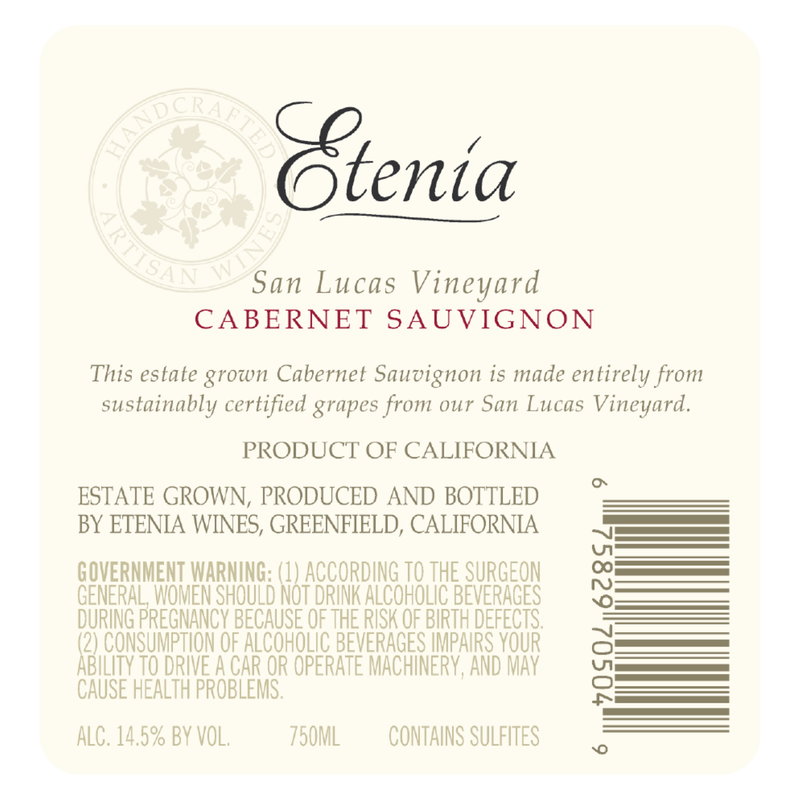 Etenia San Lucas Vineyard Monterey Cabernet Sauvignon 750ml