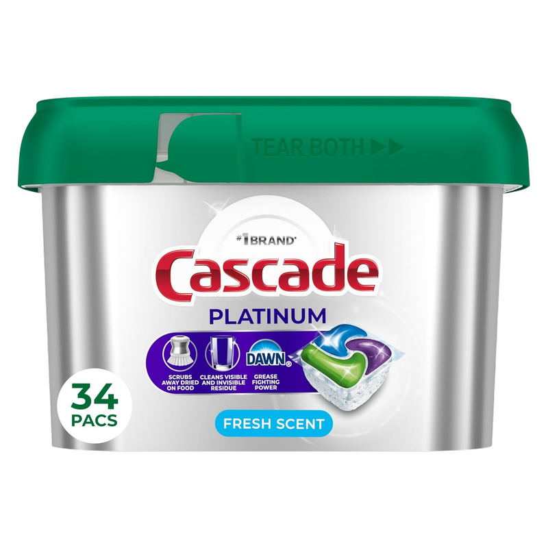 Cascade Platinum Dishwasher Detergent Pods, Fresh Scent, 34 count