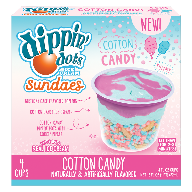 Dippin' Dots Cotton Candy Ice Cream Sundae Cups 4/4 fl oz