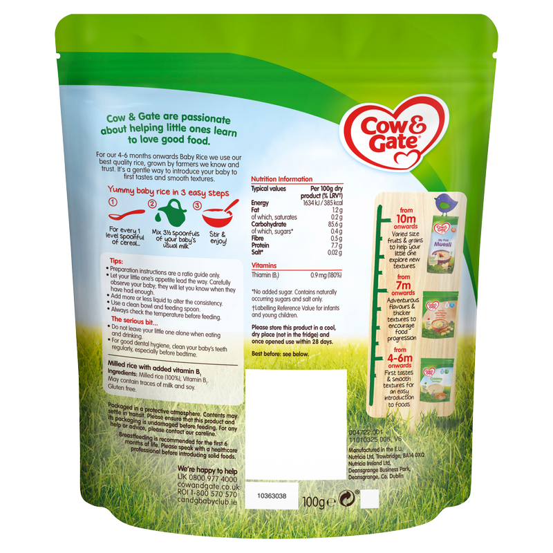 Cow & Gate Baby Rice, 4m+, 100g