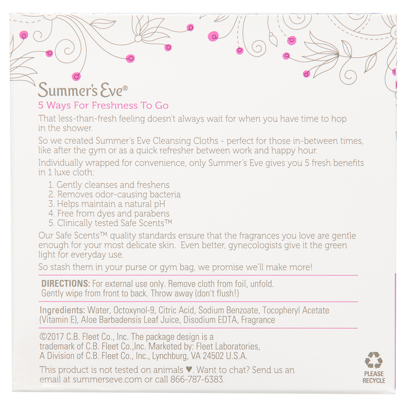 Summer's Eve Cleansing Cloth Sensitive Skin 16ct