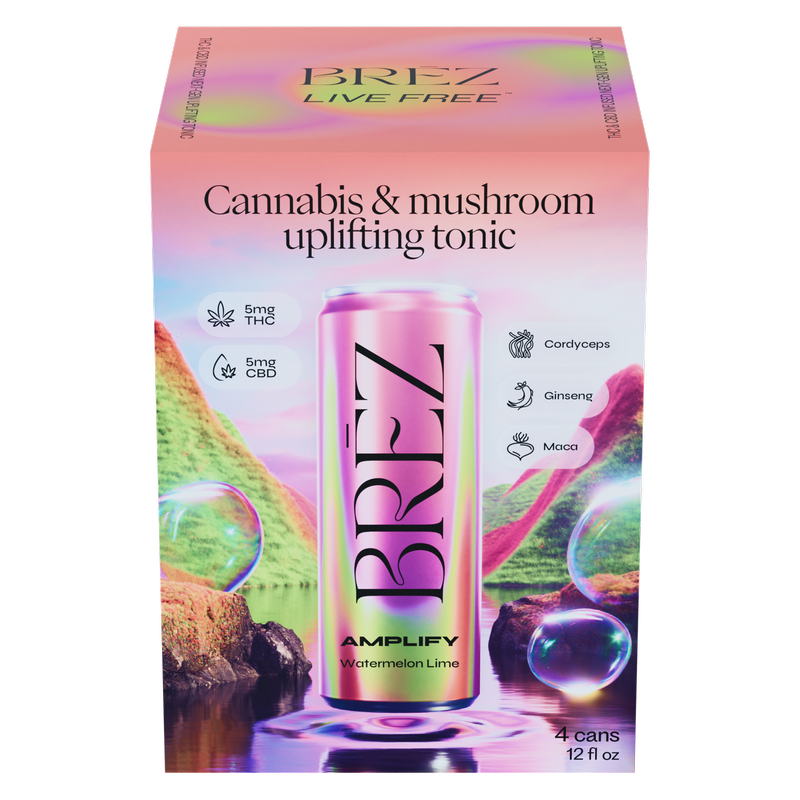 BREZ 5mg THC Amplify Watermelon Lime THC Tonic 4pk 12oz Can