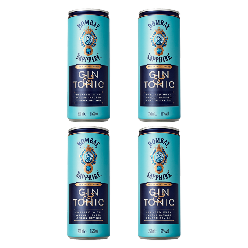 Bombay Sapphire Gin & Tonic, 4 x 250ml