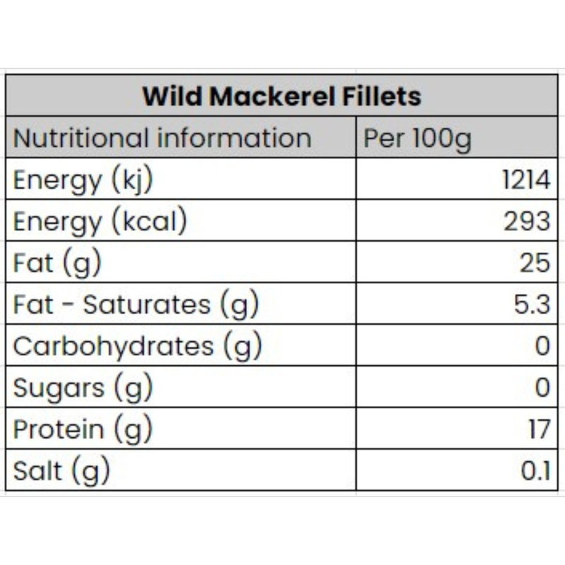 The Fish Society Large Wild Mackerel Fillets - Frozen, 250g