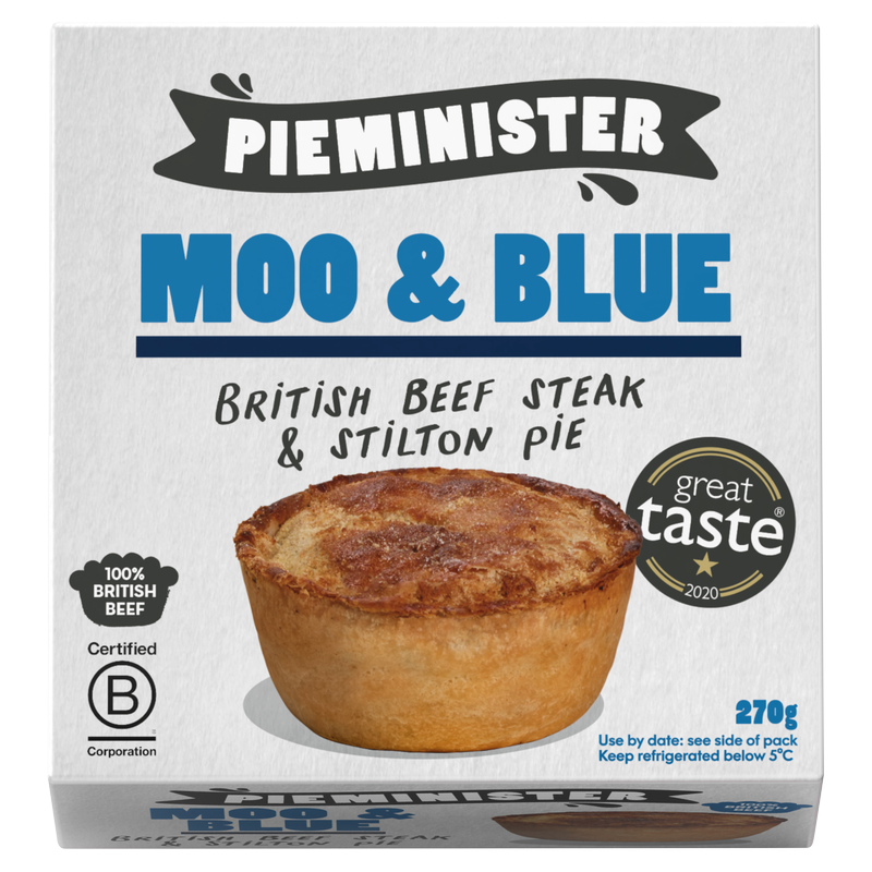 Pieminister Moo & Blue British Beef Steak & Long Clawson Stilton Pie, 270g