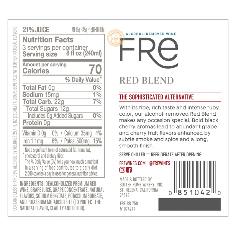 Sutter Home FRE Alcohol-Removed Red Blend 750ml