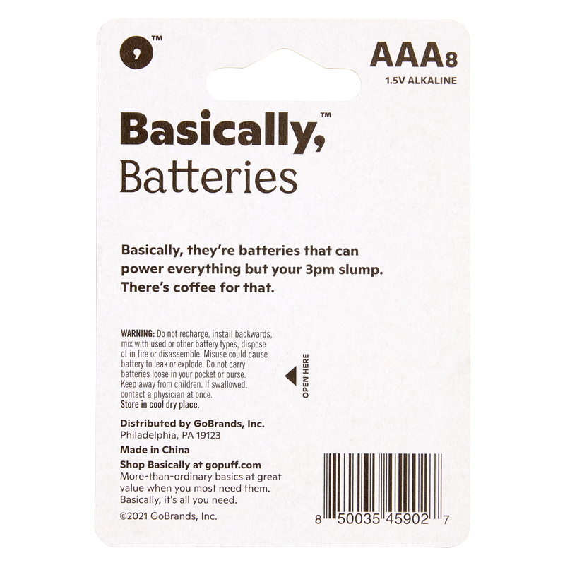 Basically, 8ct AAA Alkaline Batteries (Pack of 2)