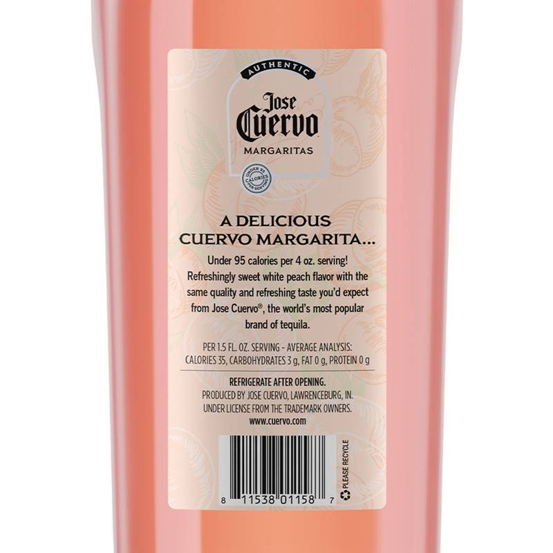 Jose Cuervo Margarita Auténtica White Peach Light, cóctel listo para beber, 1.75 litros Alc. 9.95% Vol.