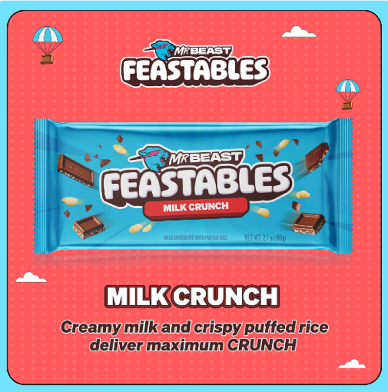 Feastables Milk Crunch Bar, 2.1 oz