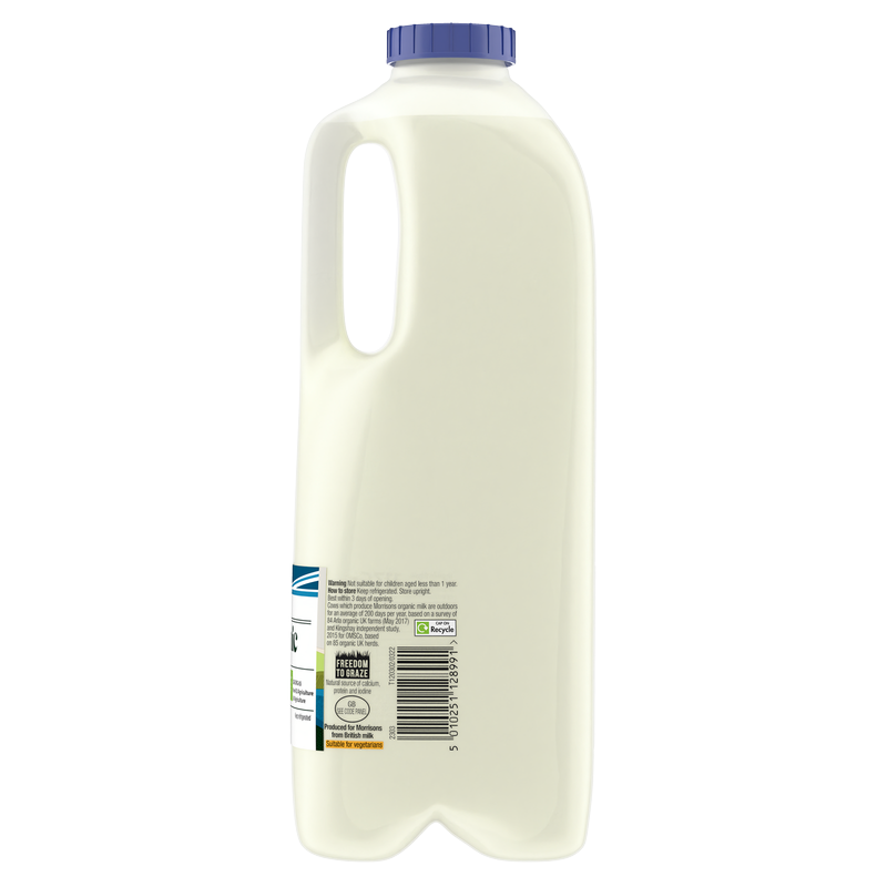 Morrisons Organic Whole Milk 2 pints, 1136ml