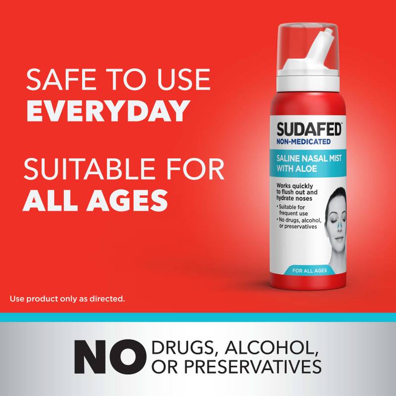 Sudafed Non-Medicated Saline Nasal Mist with Aloe, 3 Fl. Oz