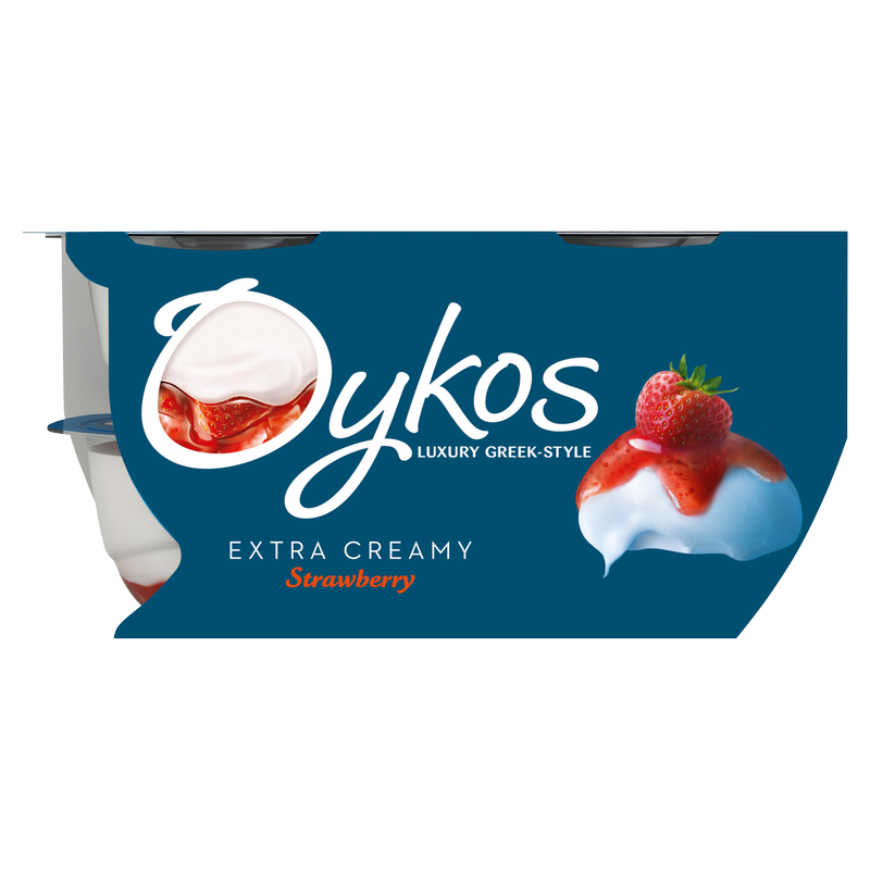 Oykos Strawberry Greek Style Yogurt, 4 x 110g