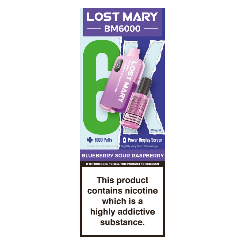 Lost Mary BM6000 Rechargeable Blueberry Sour Raspberry, 1pcs