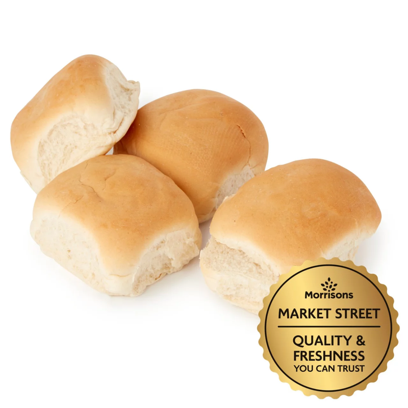 Morrisons Medium White Baps, 4pcs