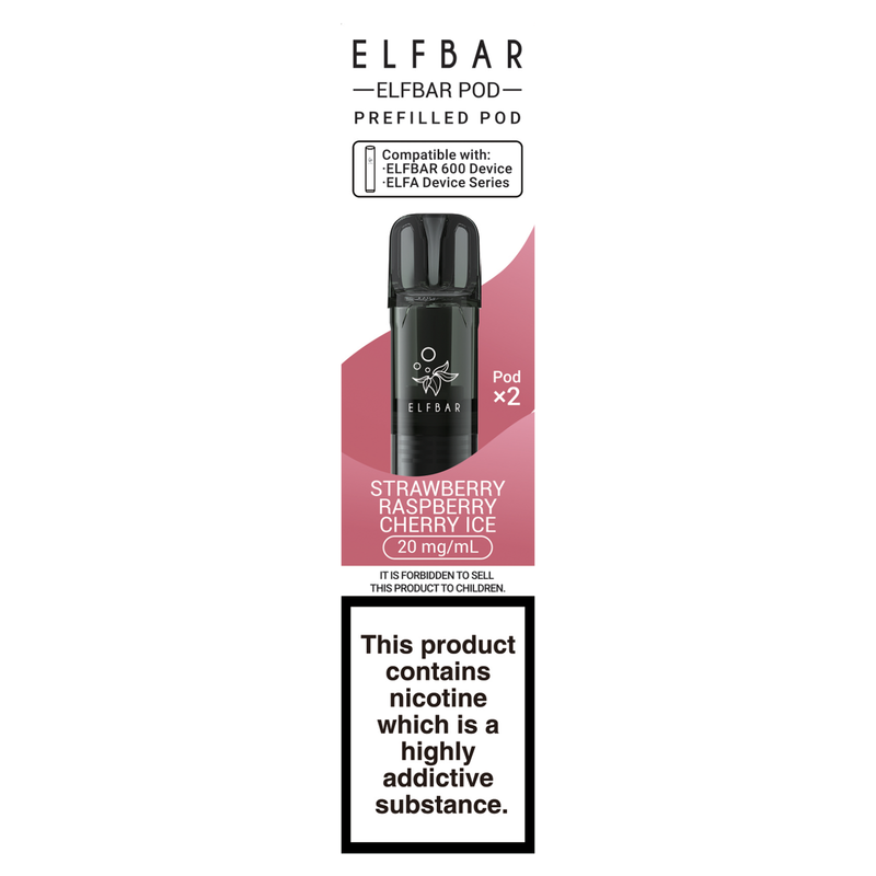 Elf Bar 600 Prefilled Pods Strawberry Raspberry Cherry Ice 20mg/ml, 2pcs